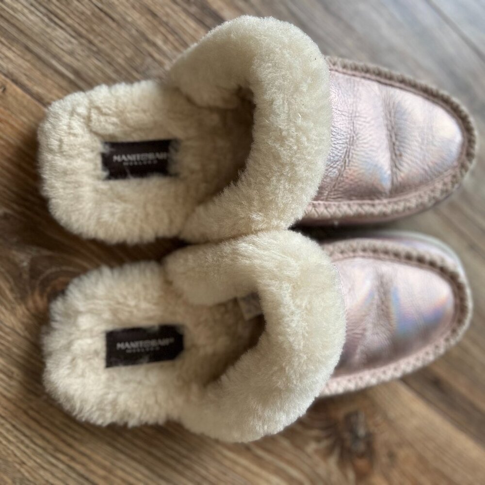 Pink Irridescent Manitobah Mukluk Shearling Slides